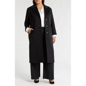 New Fleurette Holland Longline Wool Coat In Black Size 18W $1795